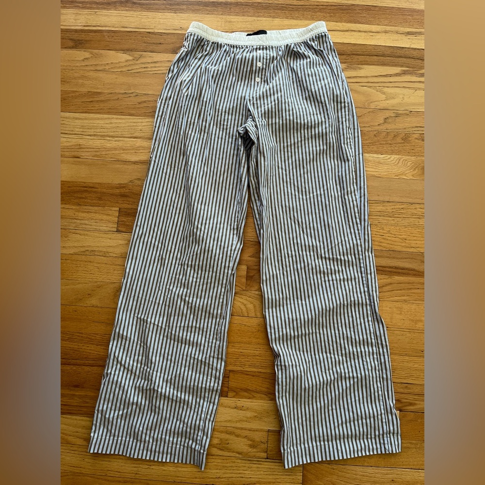 Zara Blue/White/Brown Striped Pajama Pants Size Small